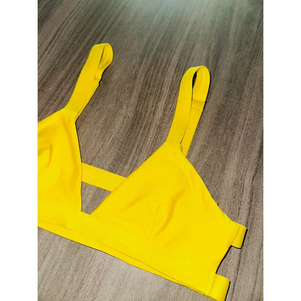 VYB Yellow Triangle Bikini Top Cutout Straps Swim Beach Summer Vacation XS Small